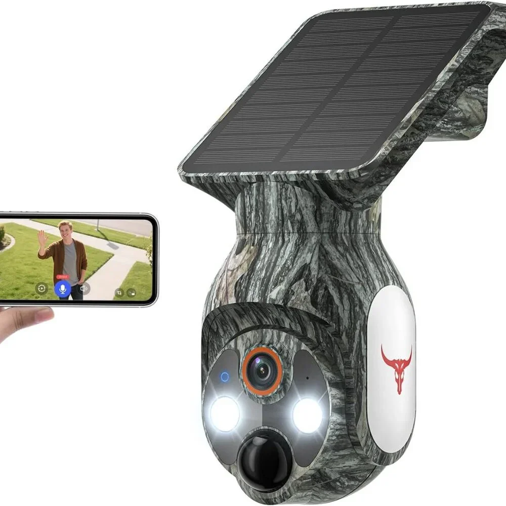 1080P Solar Security Cameras Wireless Outdoor, 360° View Pan/Tilt 2.4Ghz WiFi